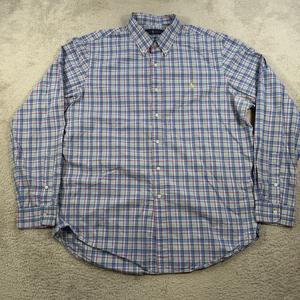 Polo Ralph Lauren Shirt Mens XL Blue Plaid Long Sleeve Button Down Pony Cotton - Picture 2 of 8